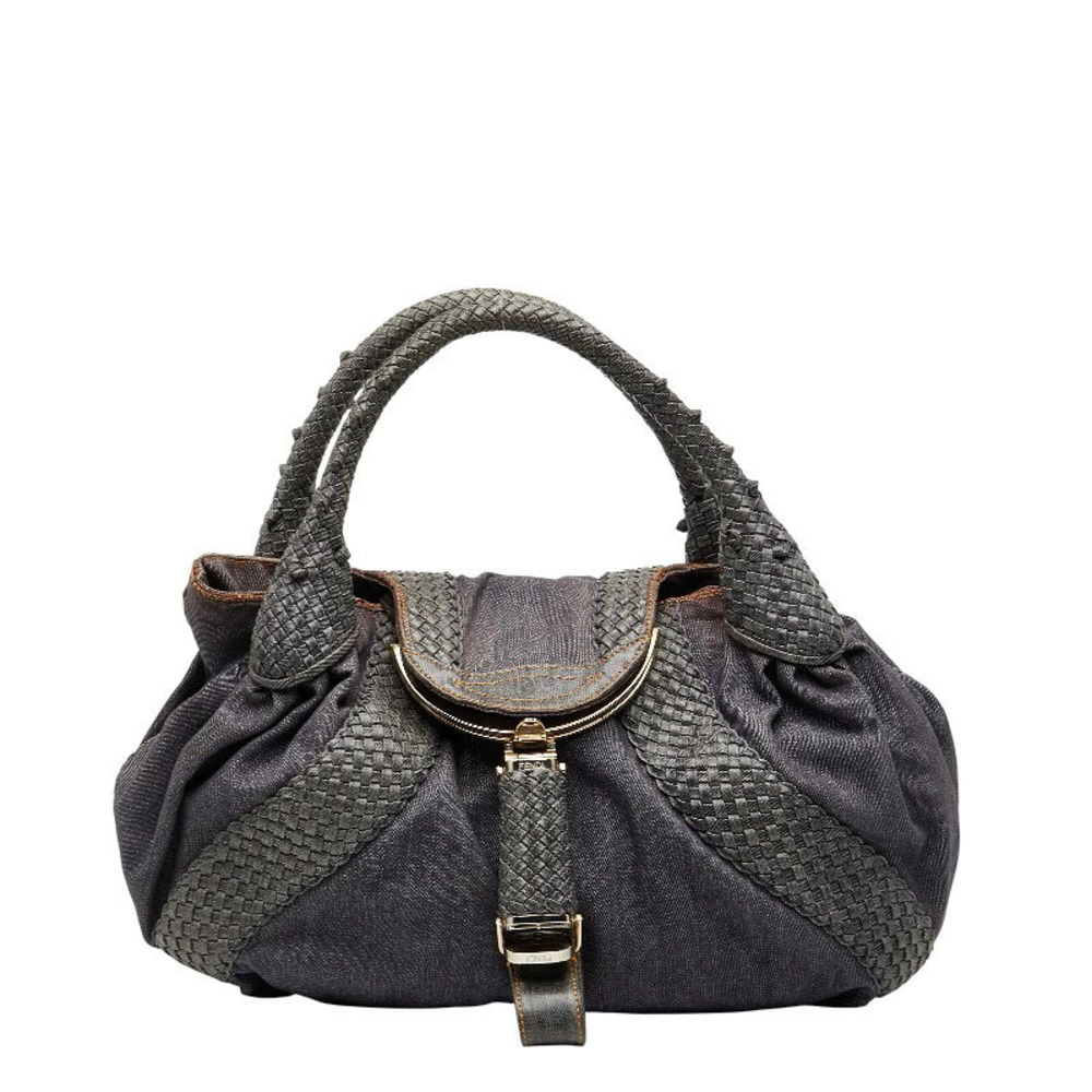 Fendi Zucca Spy Bag Tote Indigo Blue Denim